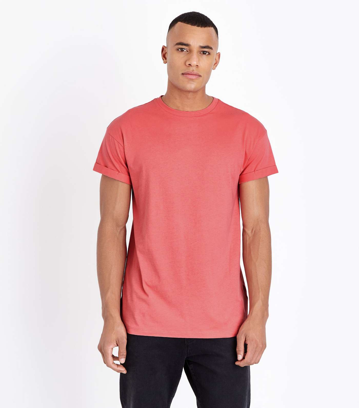 Bright Pink Rolled Sleeve T-Shirt