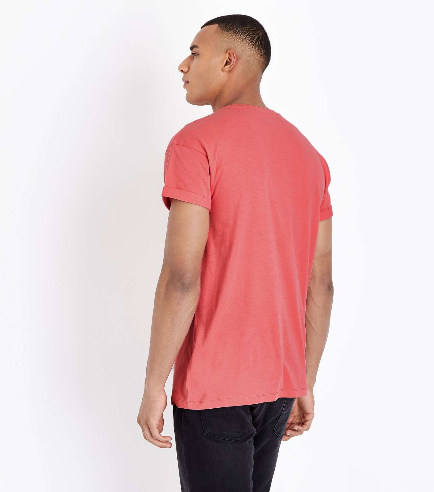 Bright Pink Rolled Sleeve T-Shirt Image 3