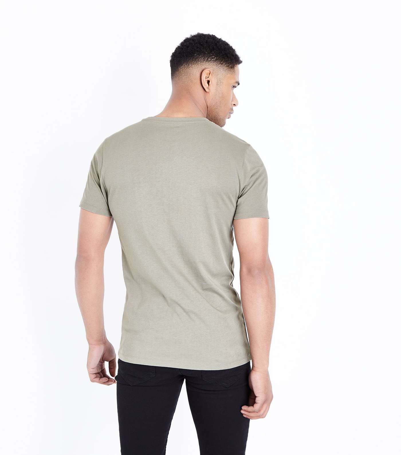 Olive Short Sleeve Muscle Fit T-Shirt Image 3