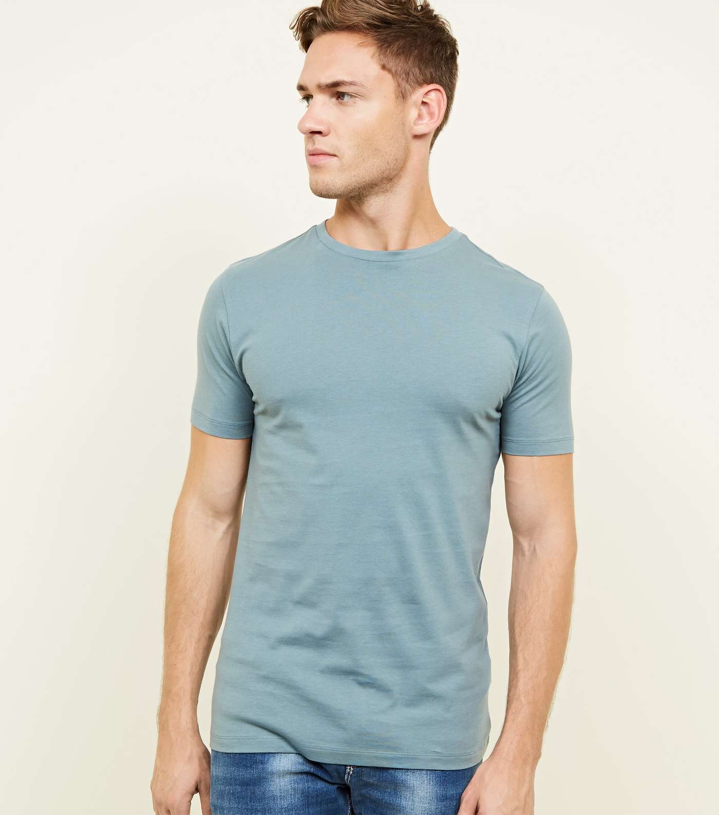 Blue Short Sleeve Muscle Fit T-Shirt