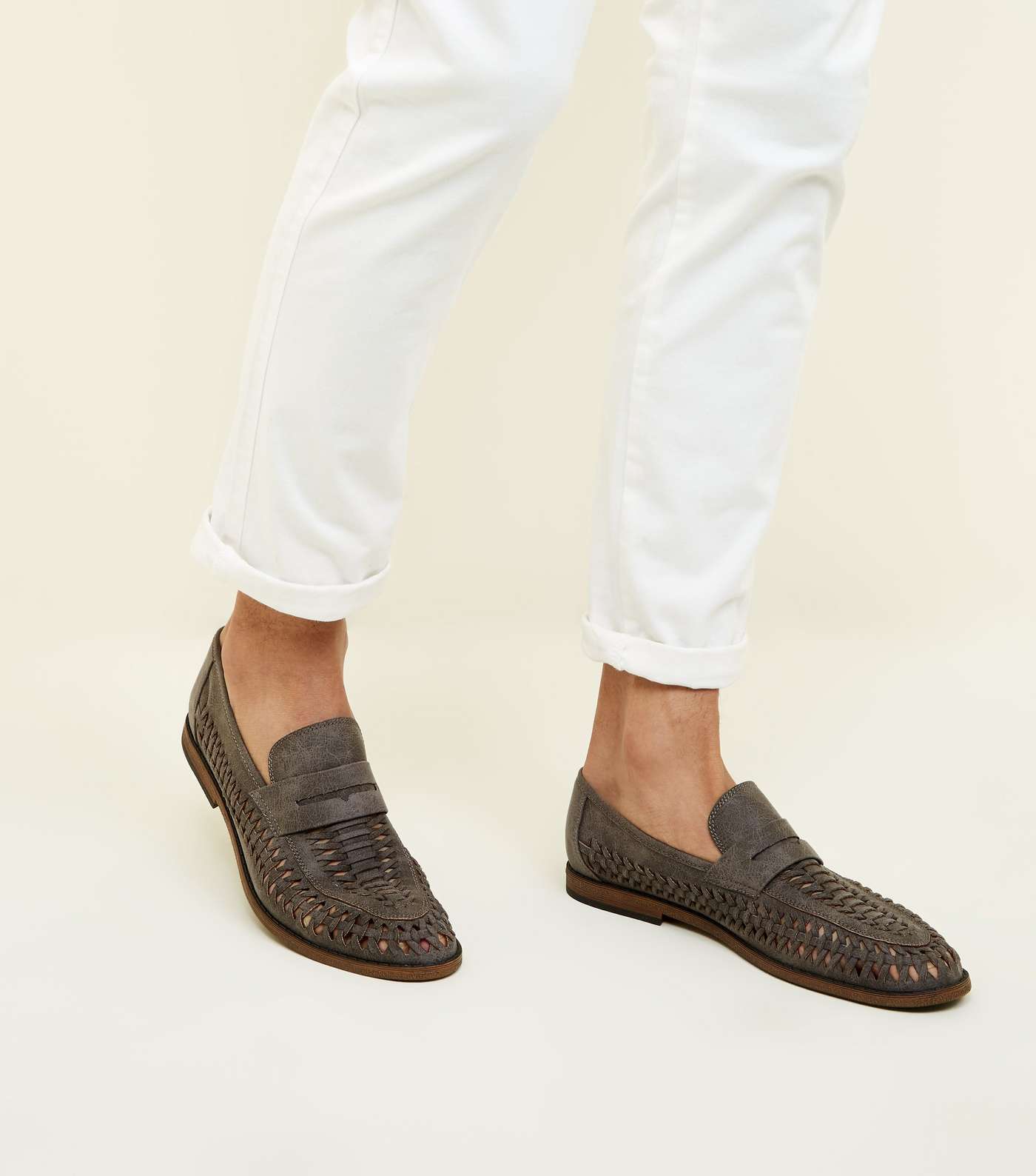 Dark Grey Woven Loafers Image 2