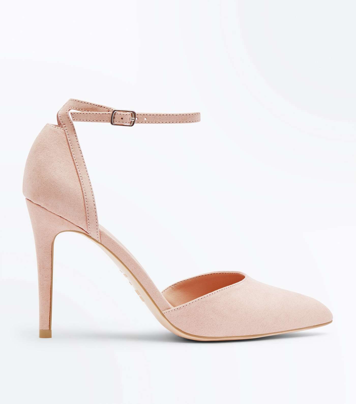 Nude Suedette Ankle Strap Pointed Courts