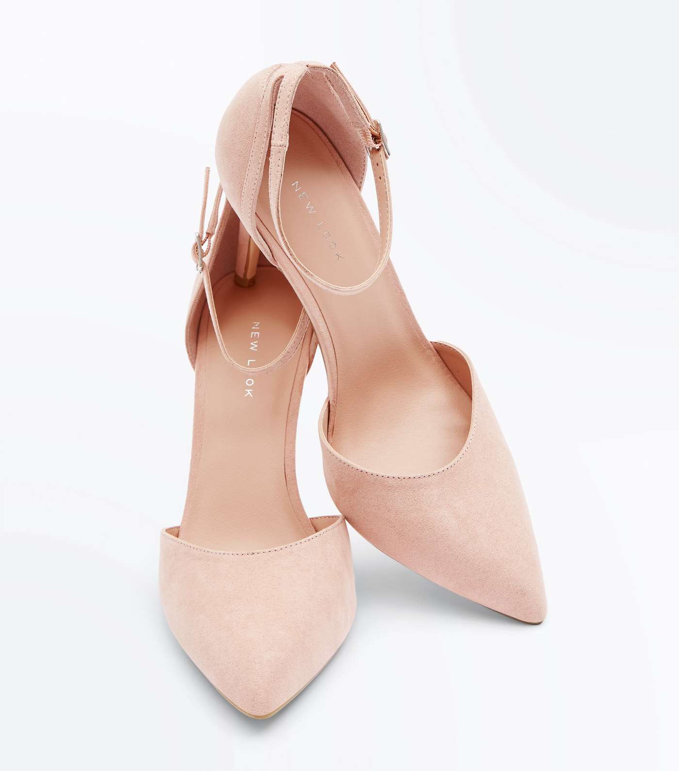 Nude Suedette Ankle Strap Pointed Courts Image 3