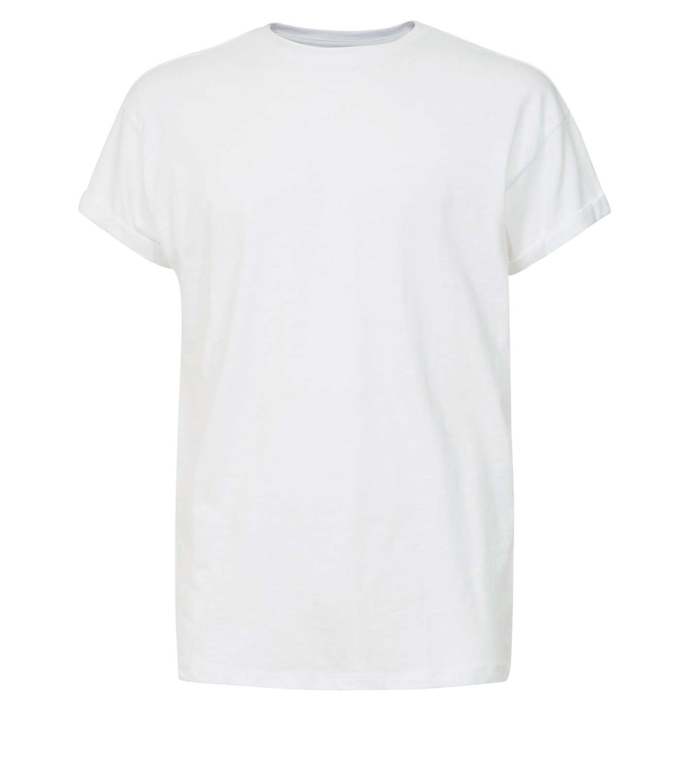 White Rolled Sleeve T-Shirt Image 4