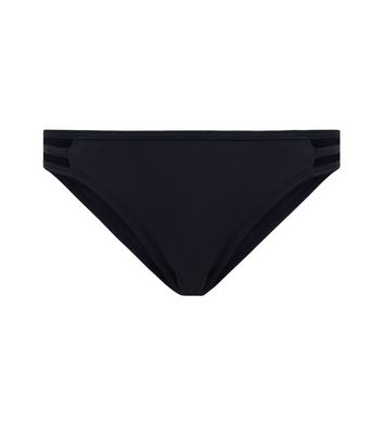 Black Strappy Cage Side Bikini Bottoms New Look