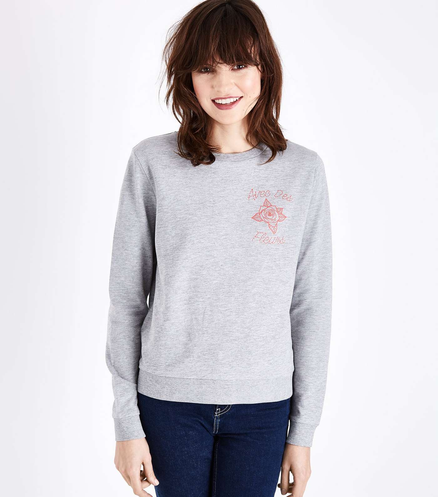 Grey Marl Rose Side Sweatshirt