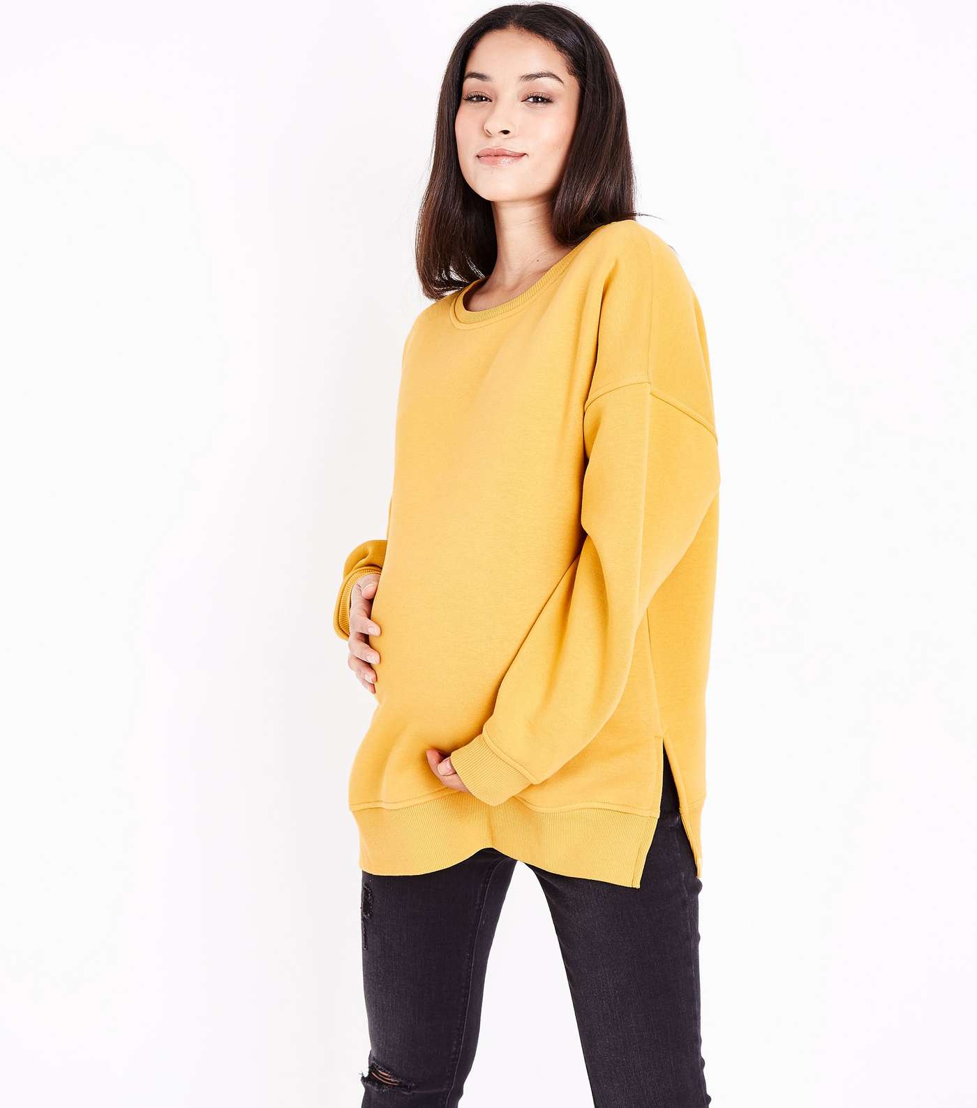 Maternity Mustard Yellow Side Split Sweatshirt