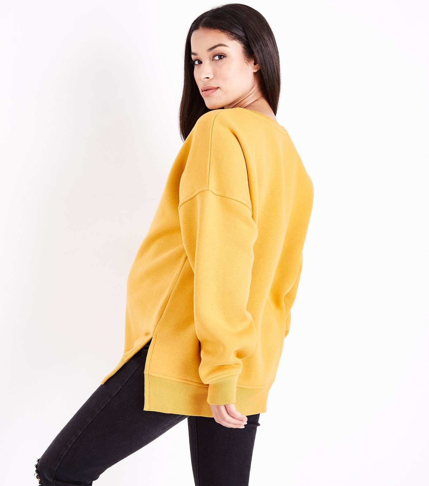Maternity Mustard Yellow Side Split Sweatshirt Image 3