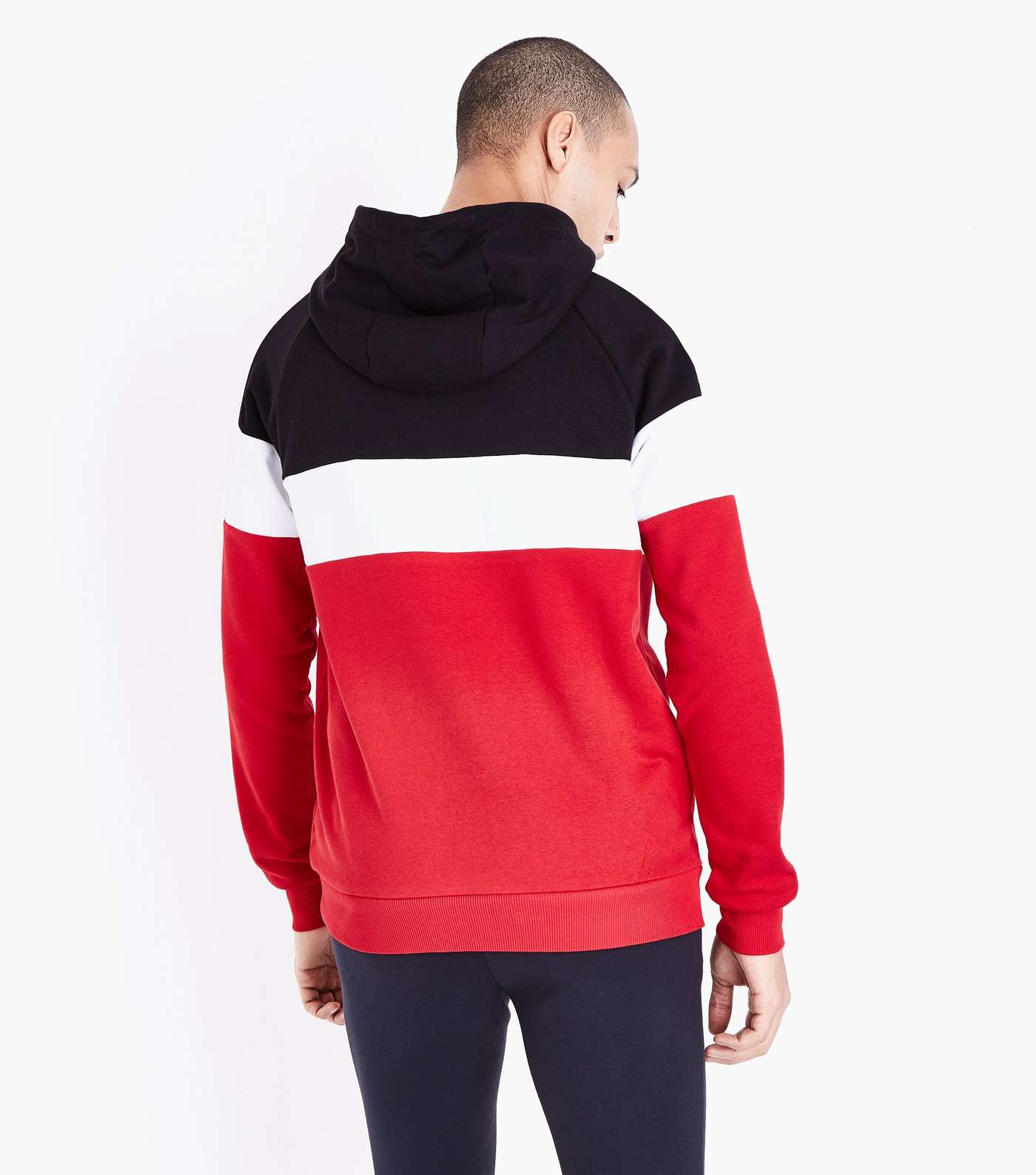 Red Colour Block Stripe Hooded Sweatshirt Image 3