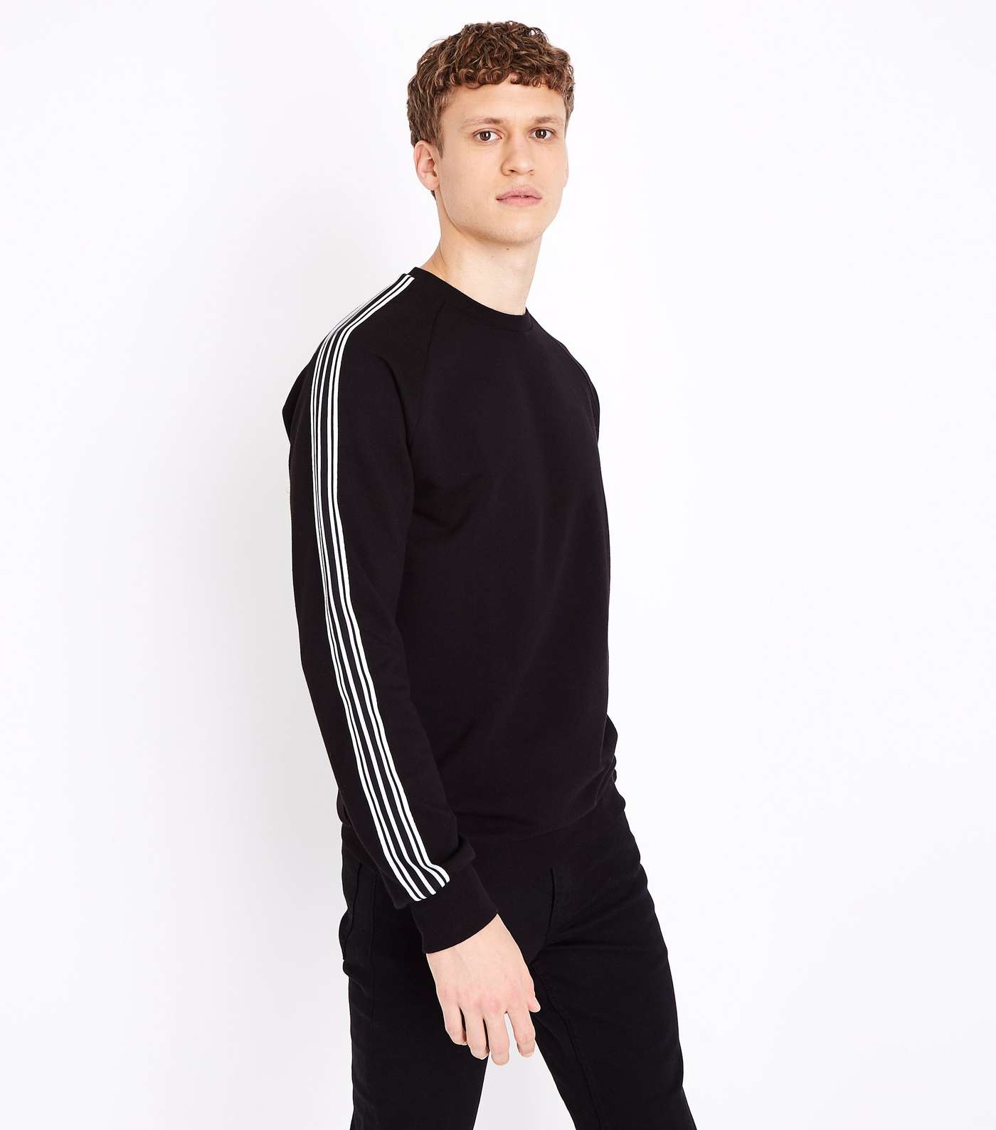 Black Stripe Tape Sleeve Sweatshirt