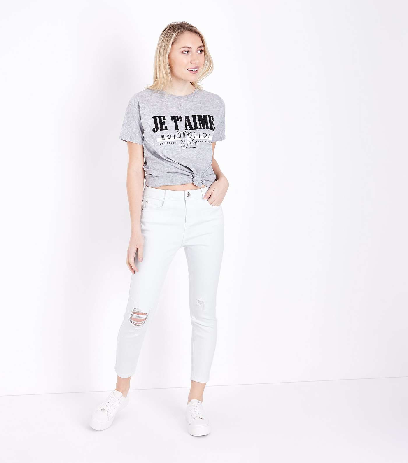 Petite White Ripped Skinny Jeans
