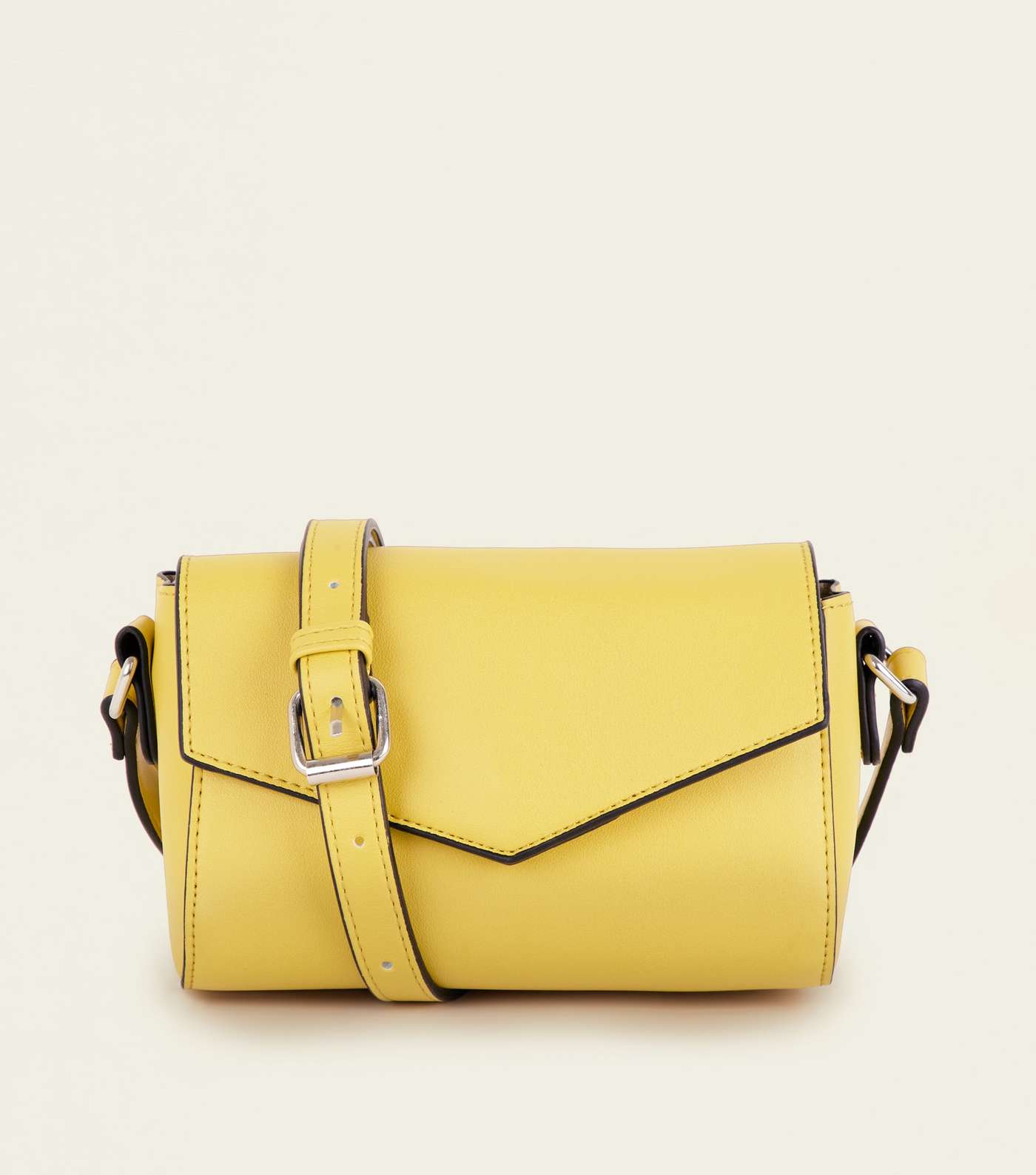 Yellow Leather-Look Envelope Cross Body Bag