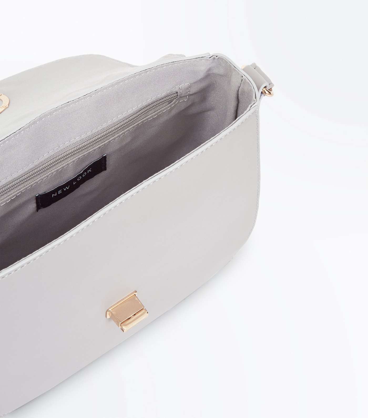 Pale Grey Lock Shoulder Bag Image 5