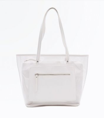 Women S Tote Bags Leather Canvas New Look White Tinted Clear Tote Bag