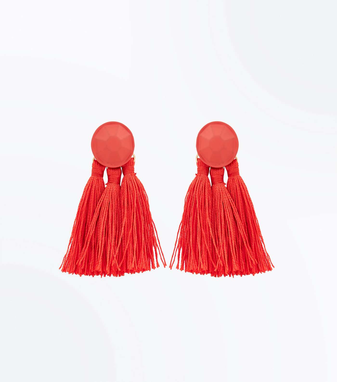 Red Tassel Coated Stud Earrings