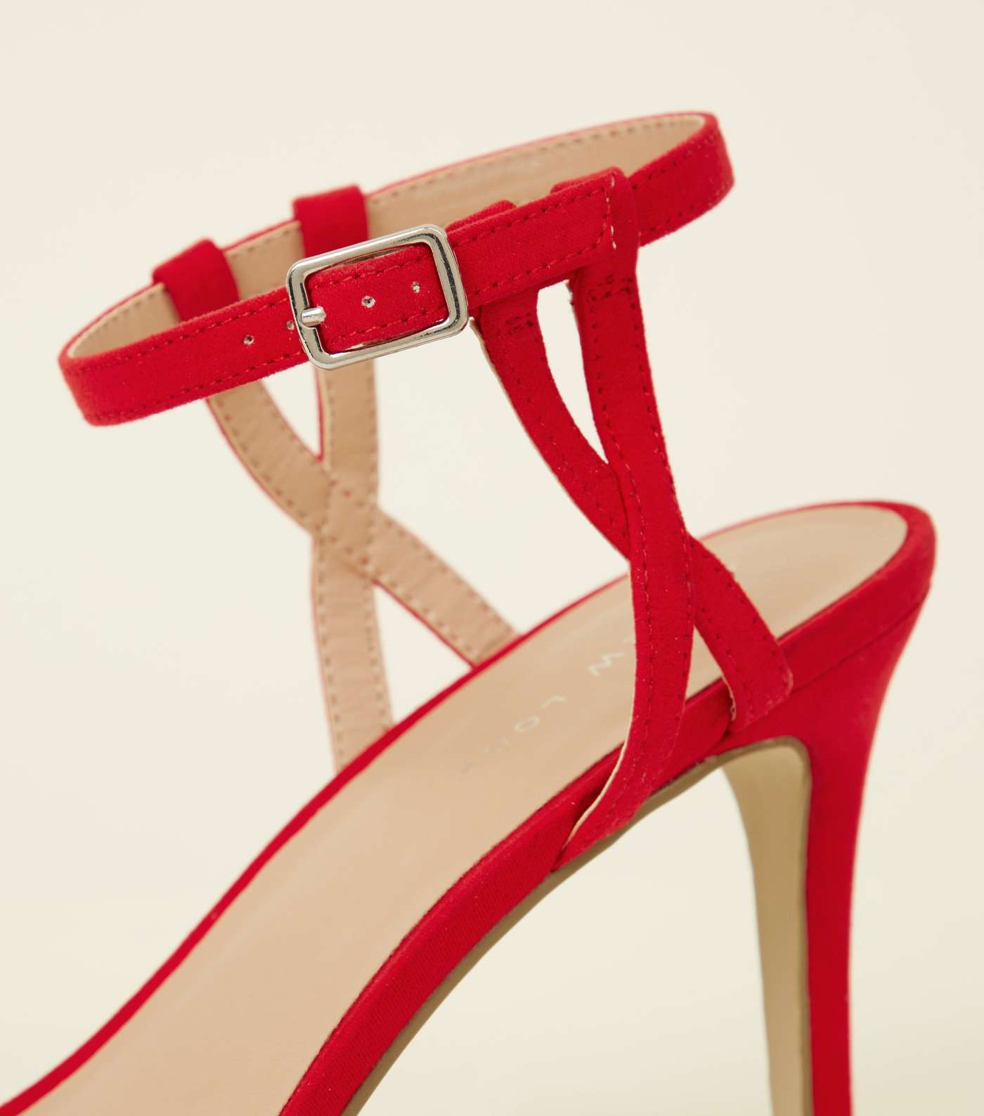 Red Suedette Twist Strap Heel Sandals  Image 4