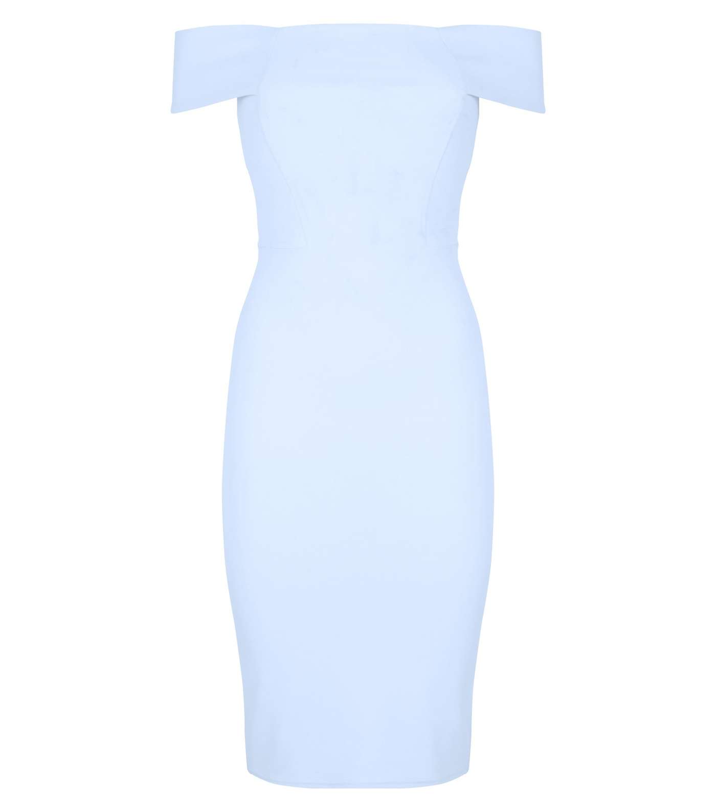 Pale Blue Bardot Scuba Midi Dress Image 4