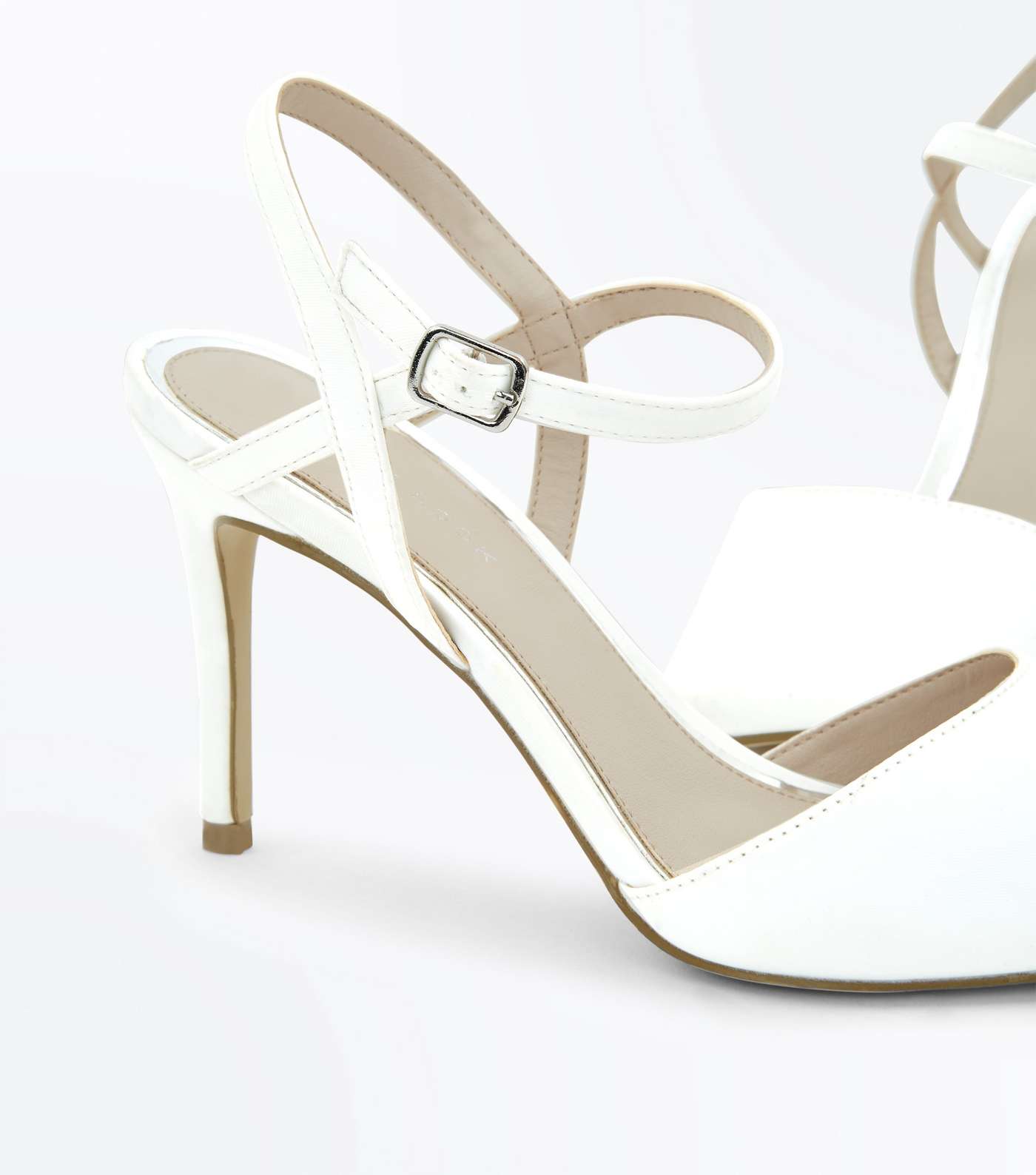 Off White Satin Pointed Wedding Shoes Image 4