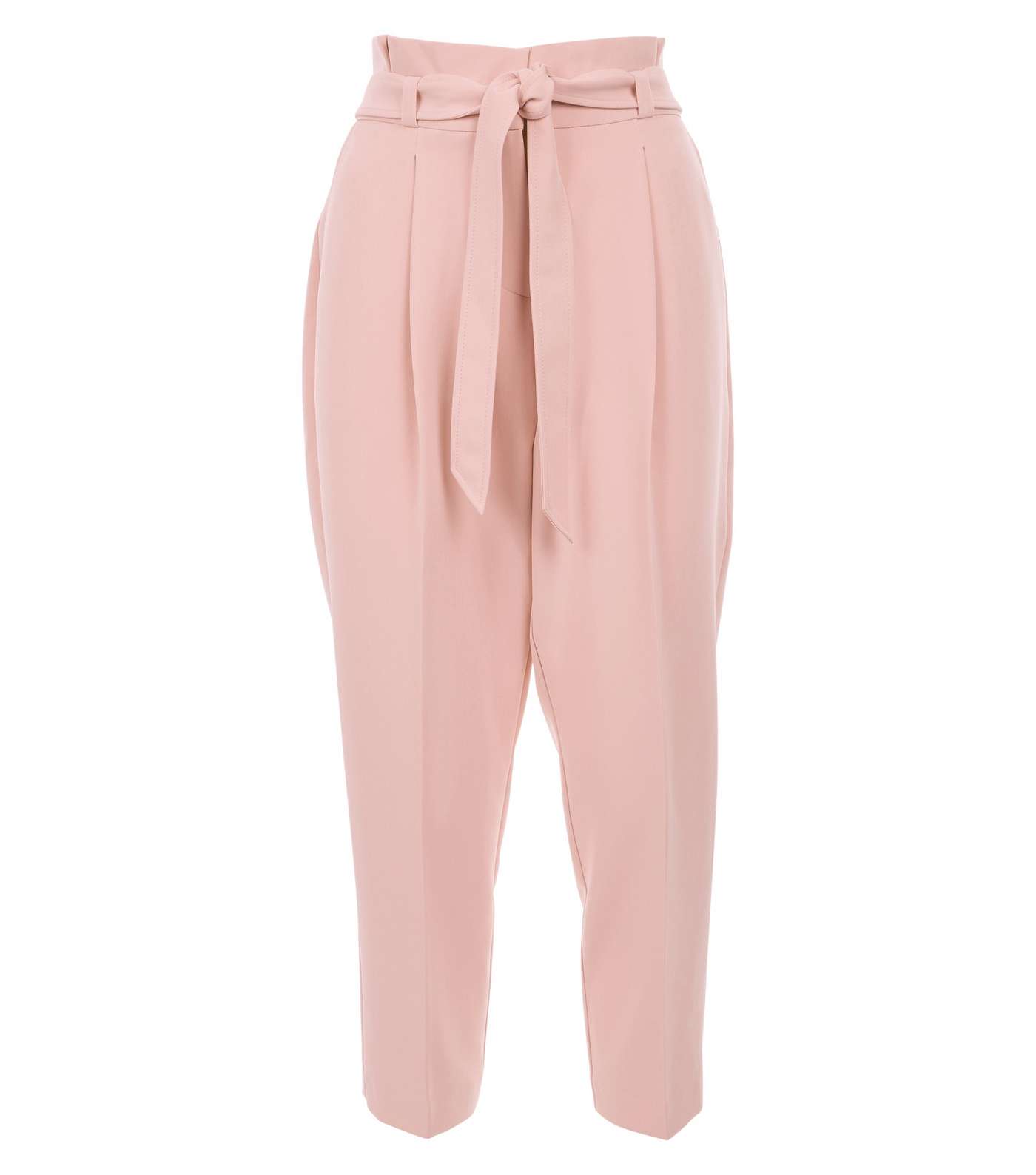 Petite Pink Paperbag Waist Tapered Trousers Image 4