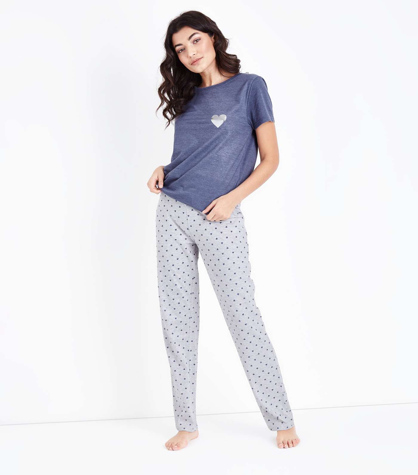 Blue Heart Print Joggers and T-Shirt Pyjama Set 