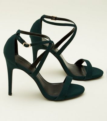 dark green strappy heels