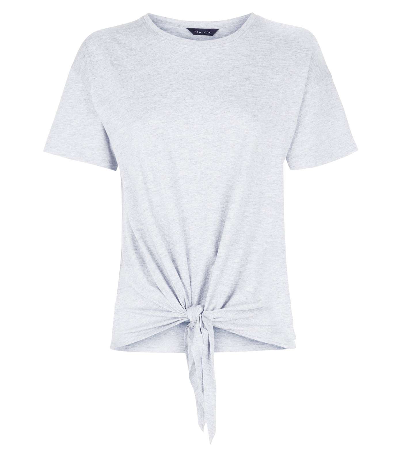 Grey Marl Tie Front T-Shirt Image 4