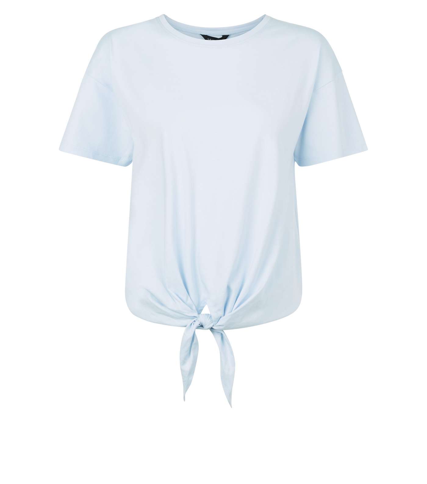 Pale Blue Tie Front T-Shirt Image 4