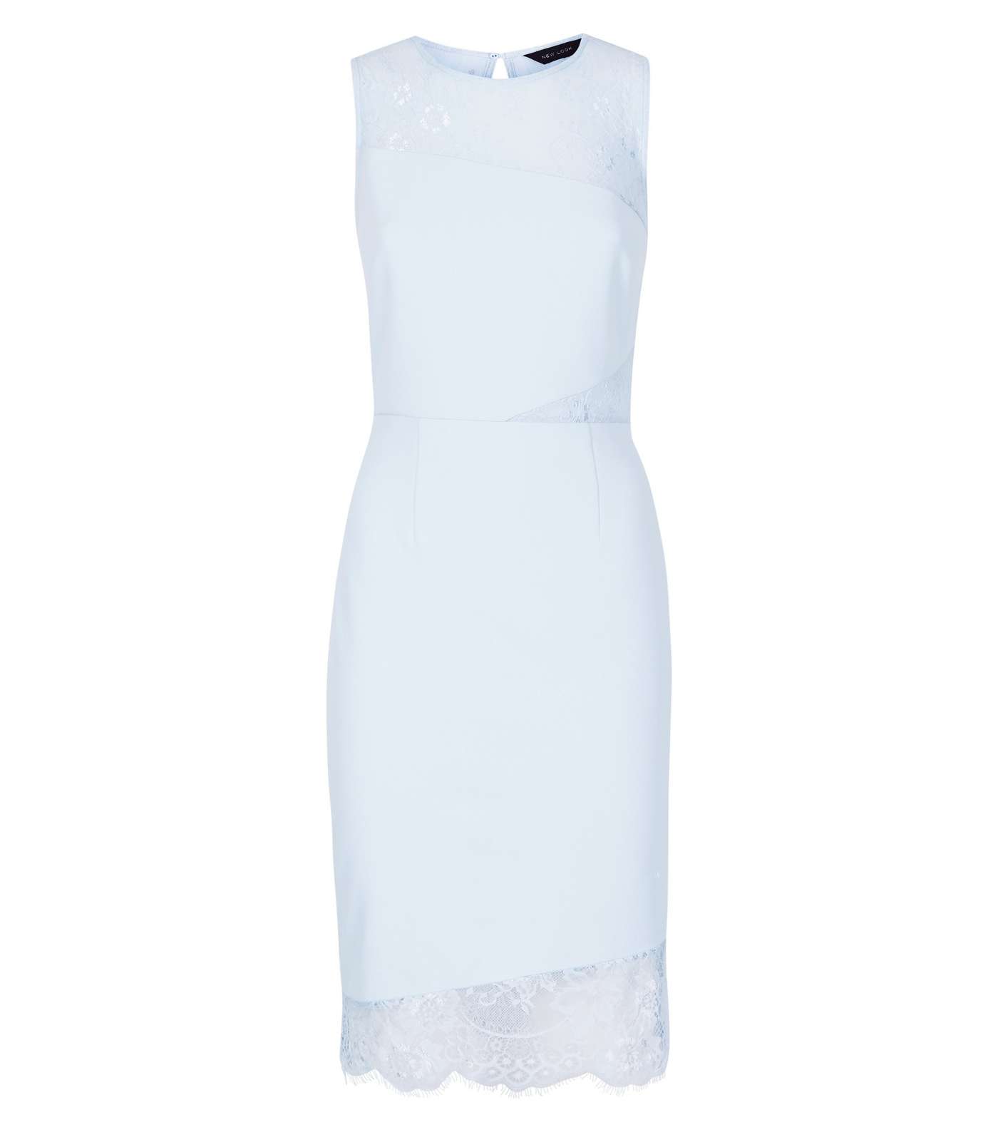 Pale Blue Lace Panel Bodycon Dress Image 3