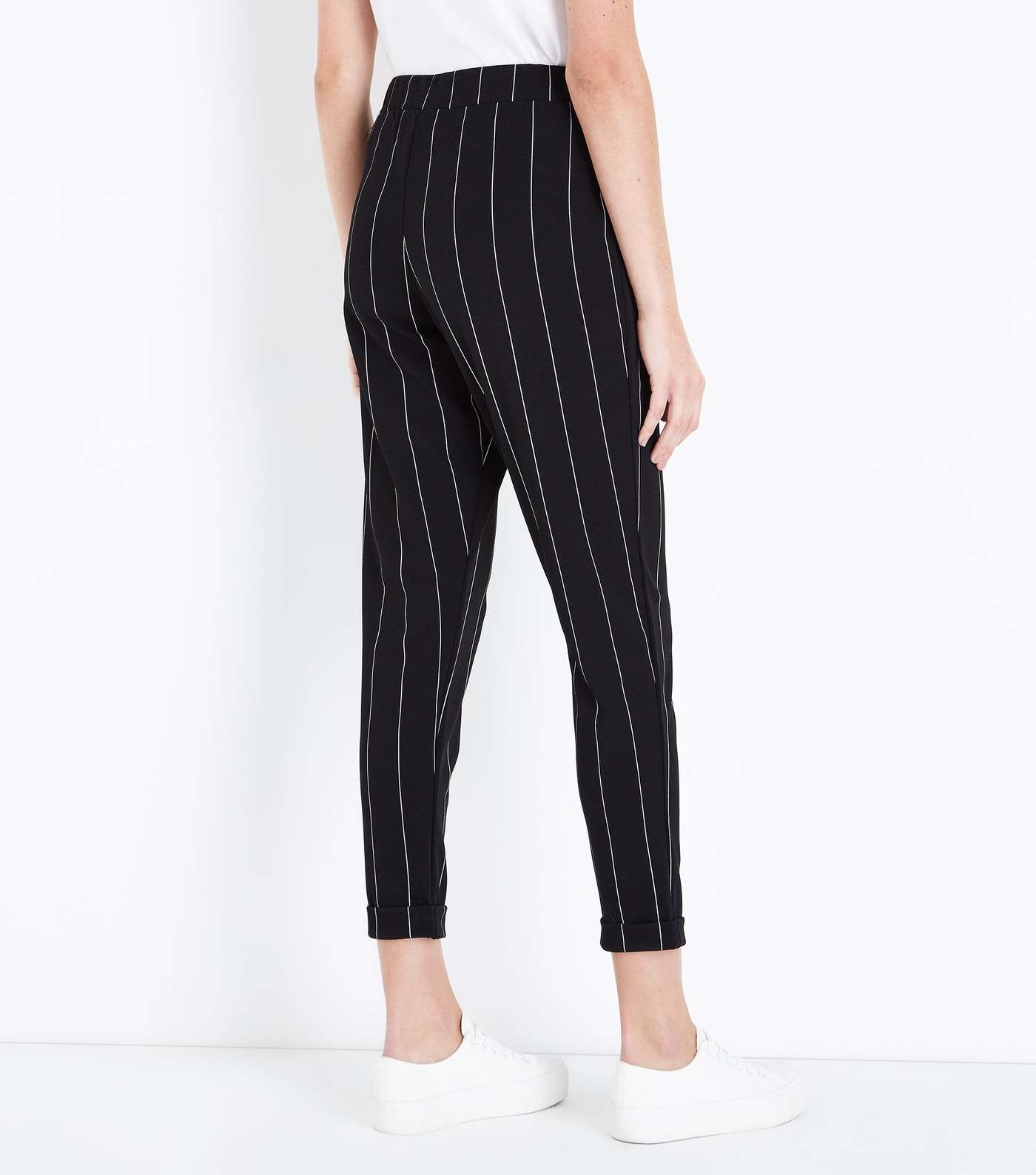 Black Stripe Tapered Trousers Image 3