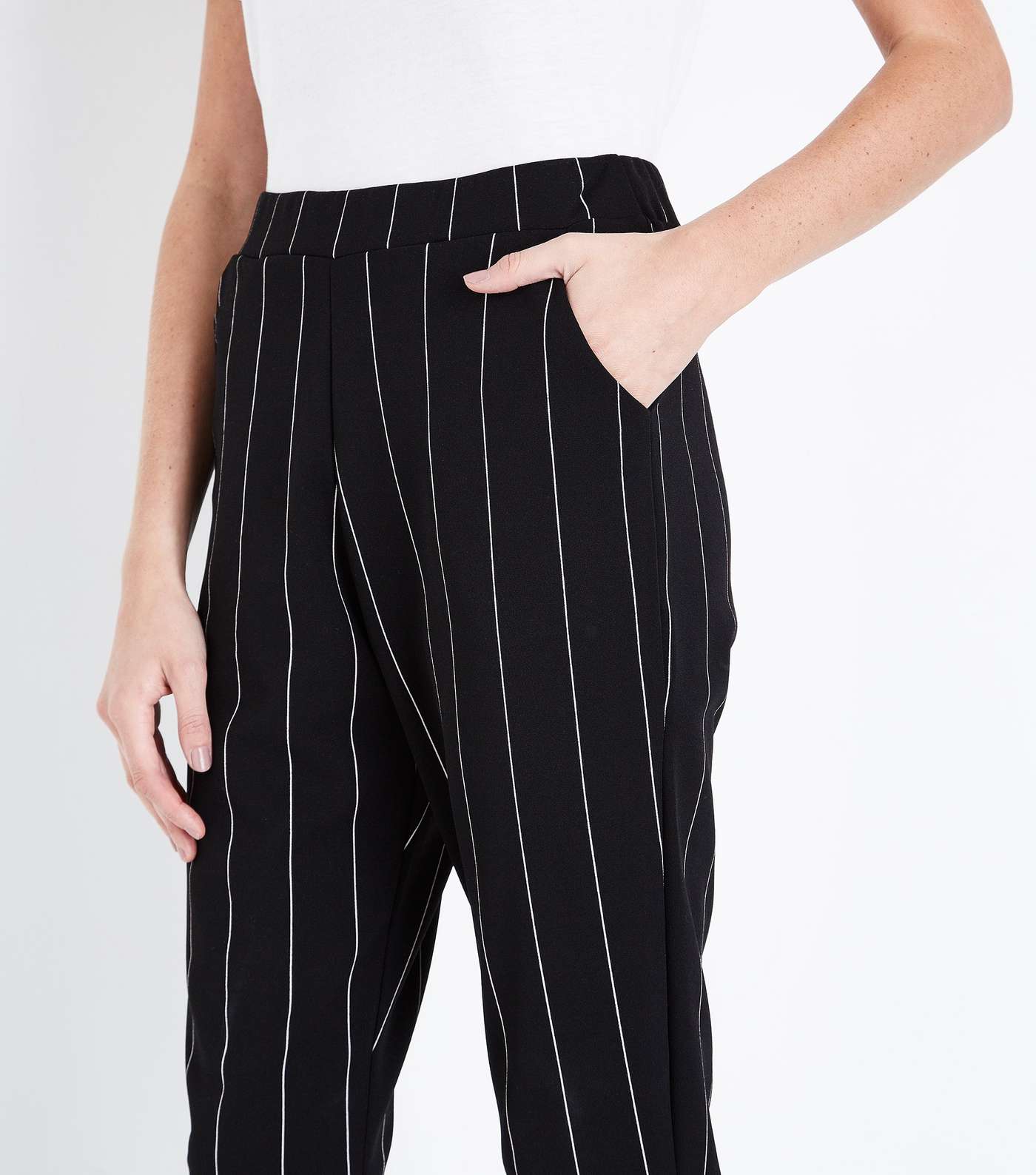 Black Stripe Tapered Trousers Image 5