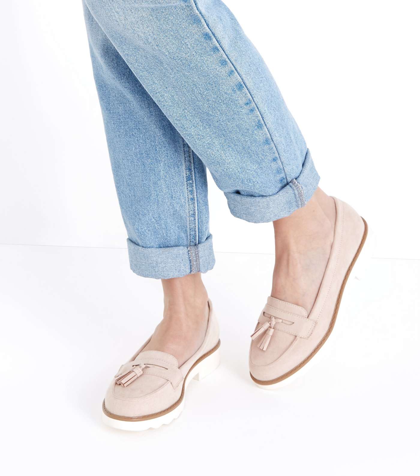 Pink Suedette Tassel Chunky Loafers Image 2