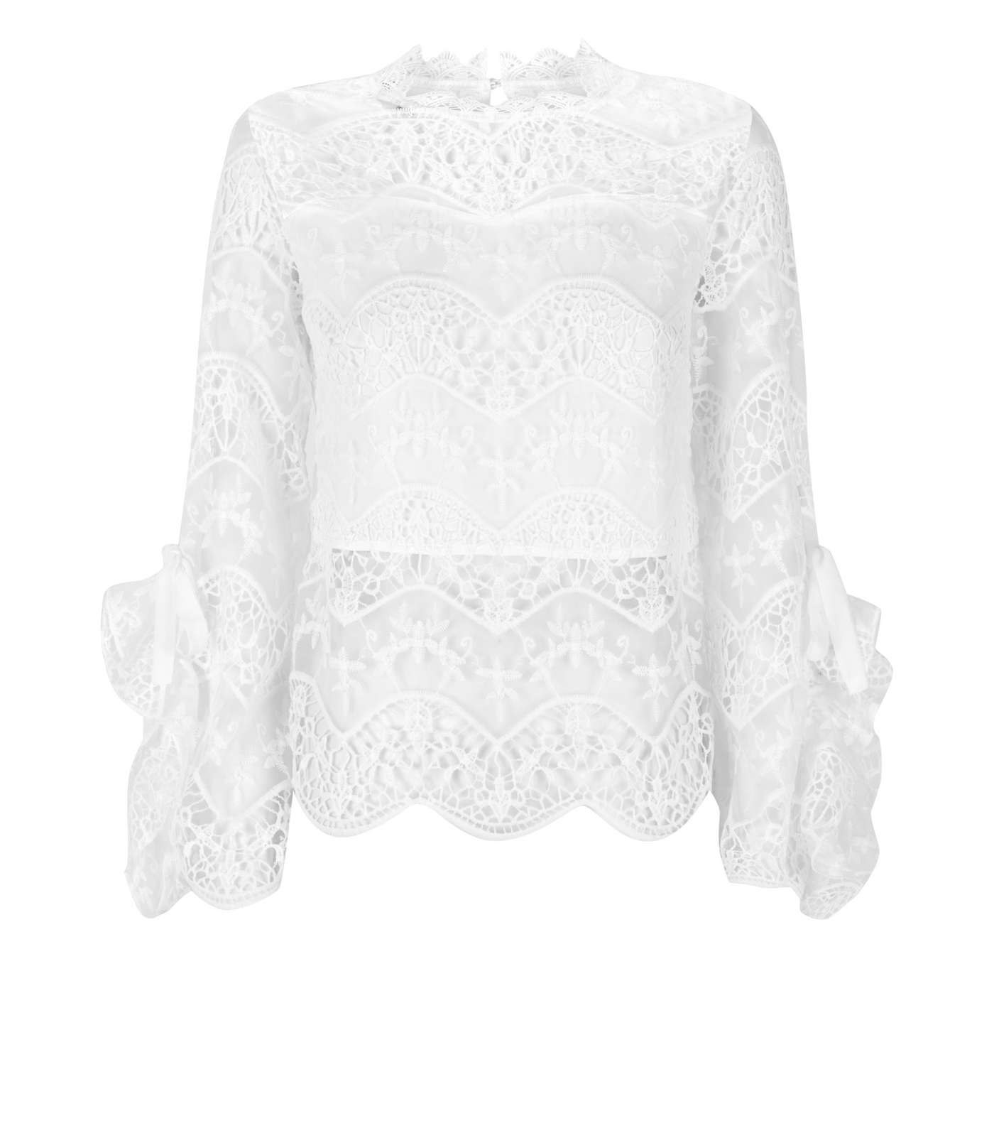 Parisian White Lace Frill Sleeve Top Image 4