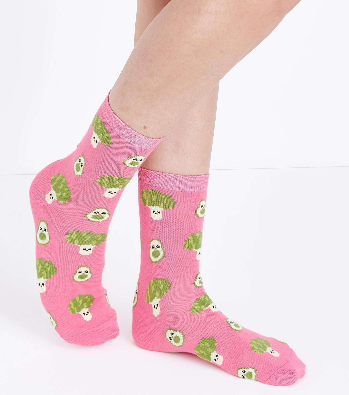 Pink Broccoli and Avocado Socks Image 2