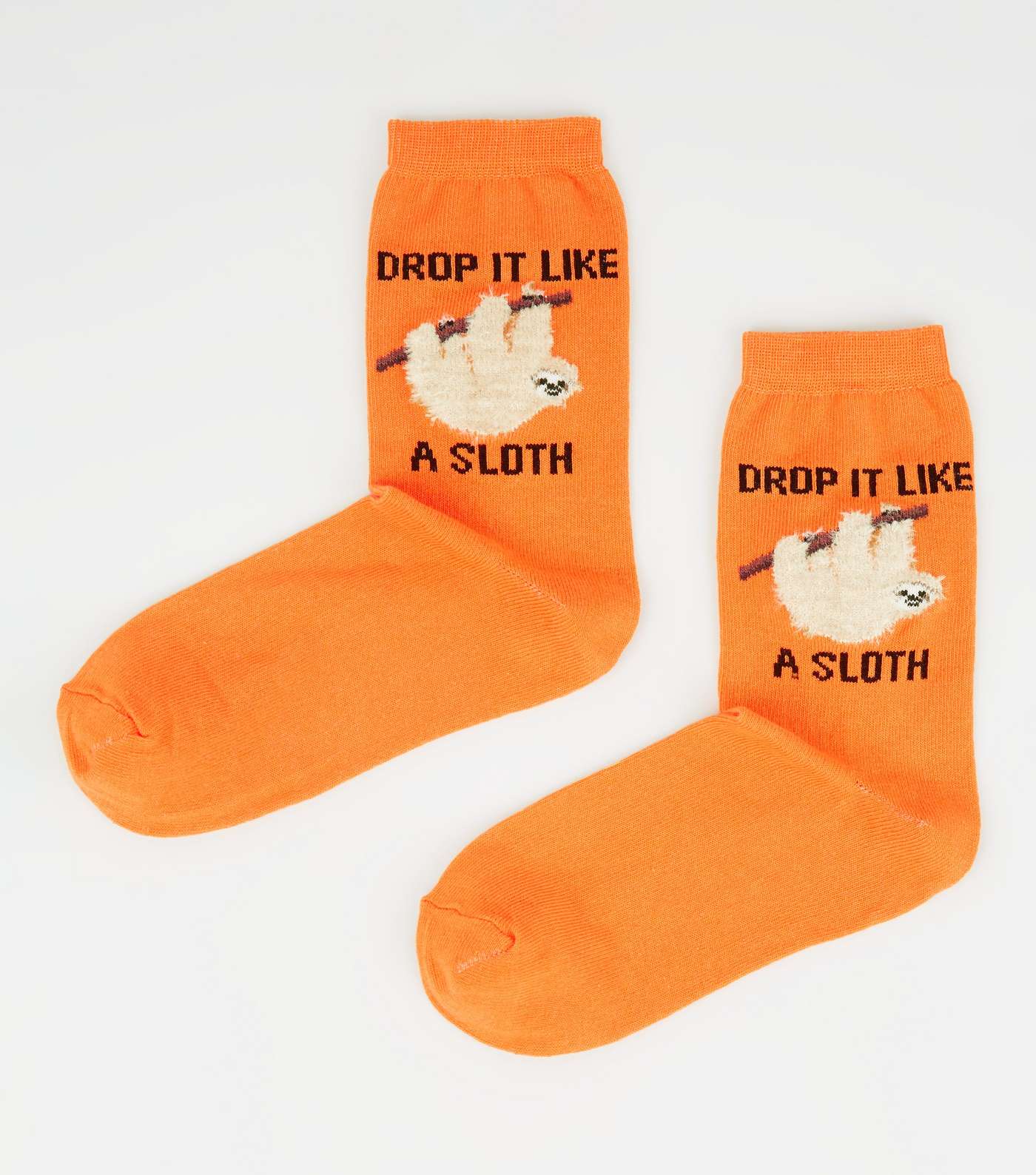 Bright Orange Drop It Like A Sloth Slogan Socks