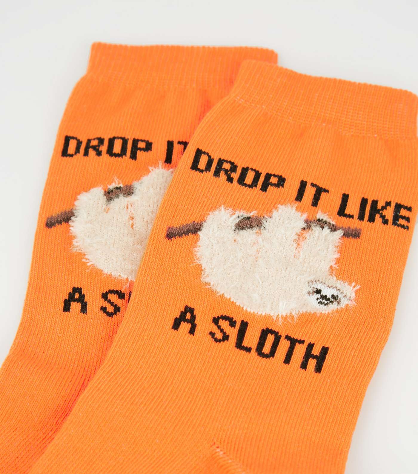 Bright Orange Drop It Like A Sloth Slogan Socks Image 3