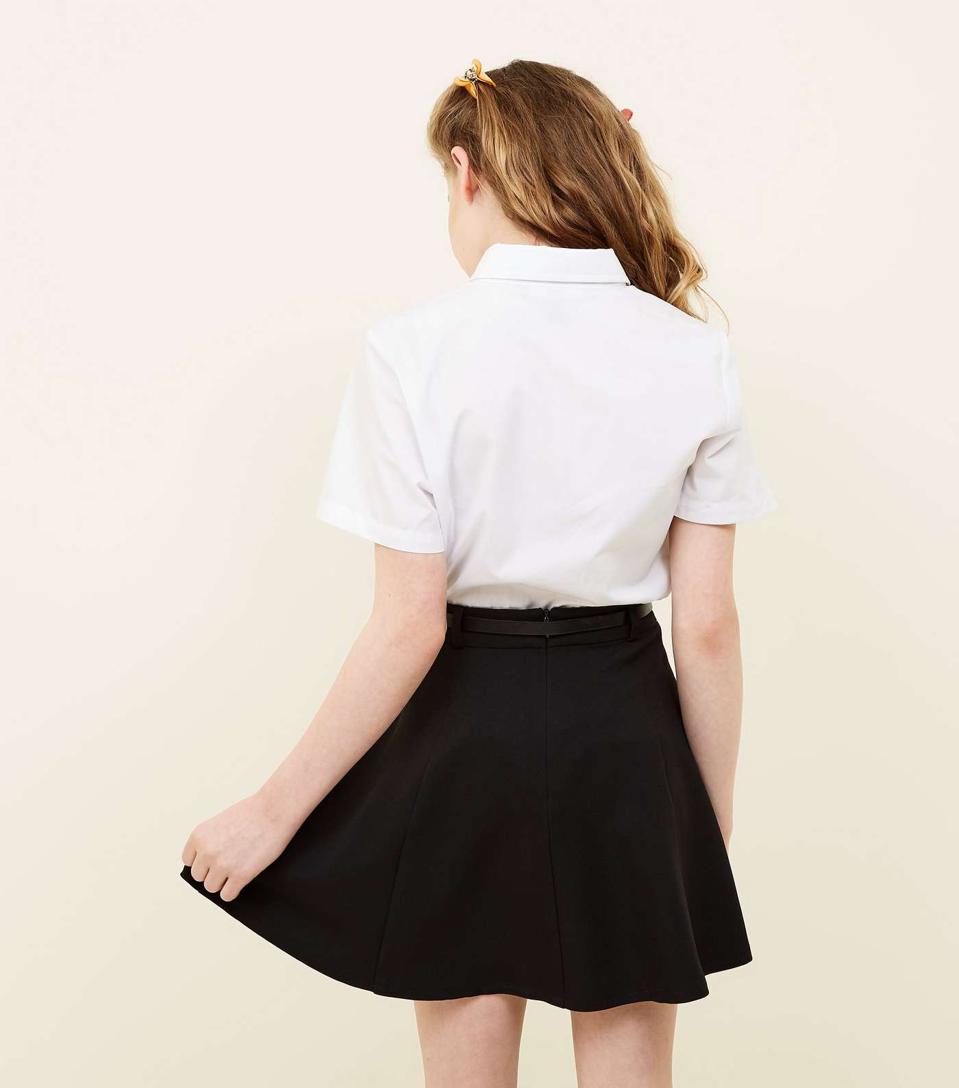 Girls Black Belted Skater Skirt Image 3