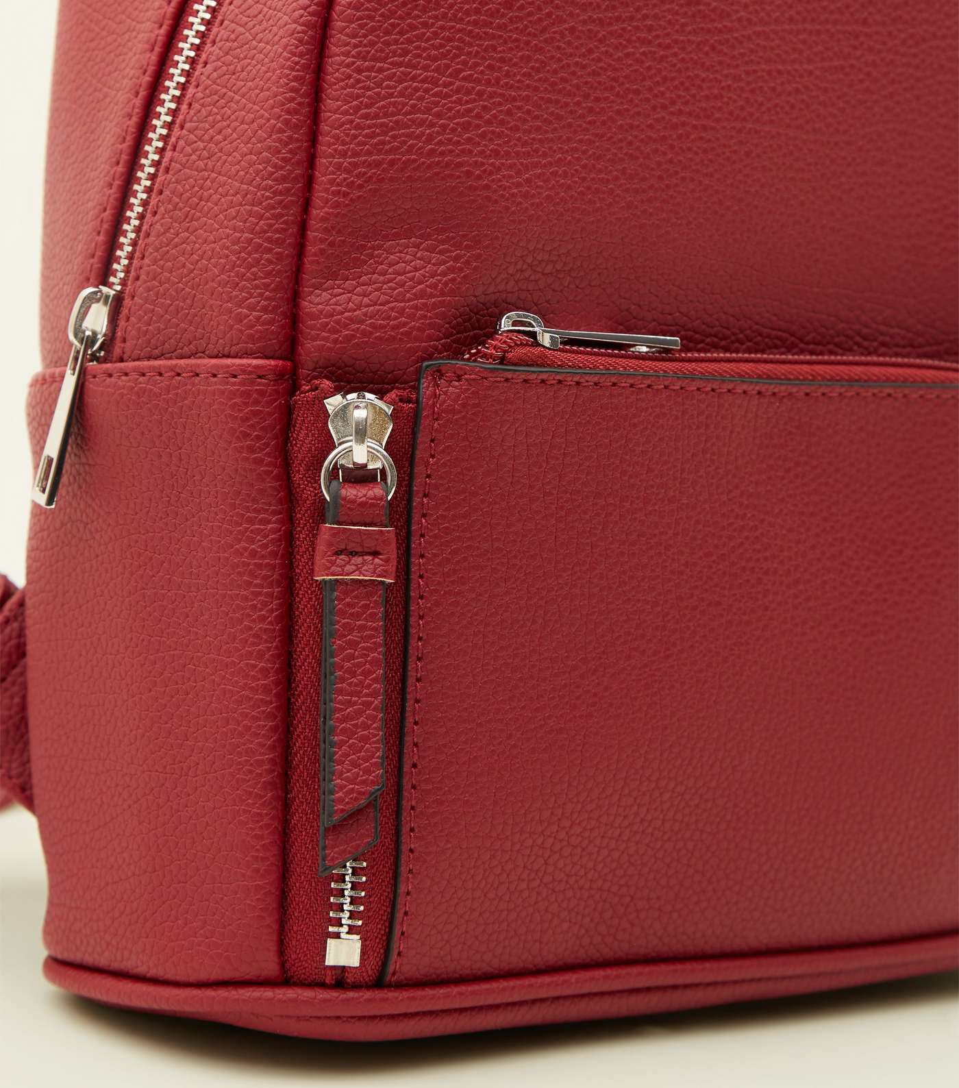 Dark Red Zip Top Curved Mini Backpack Image 3