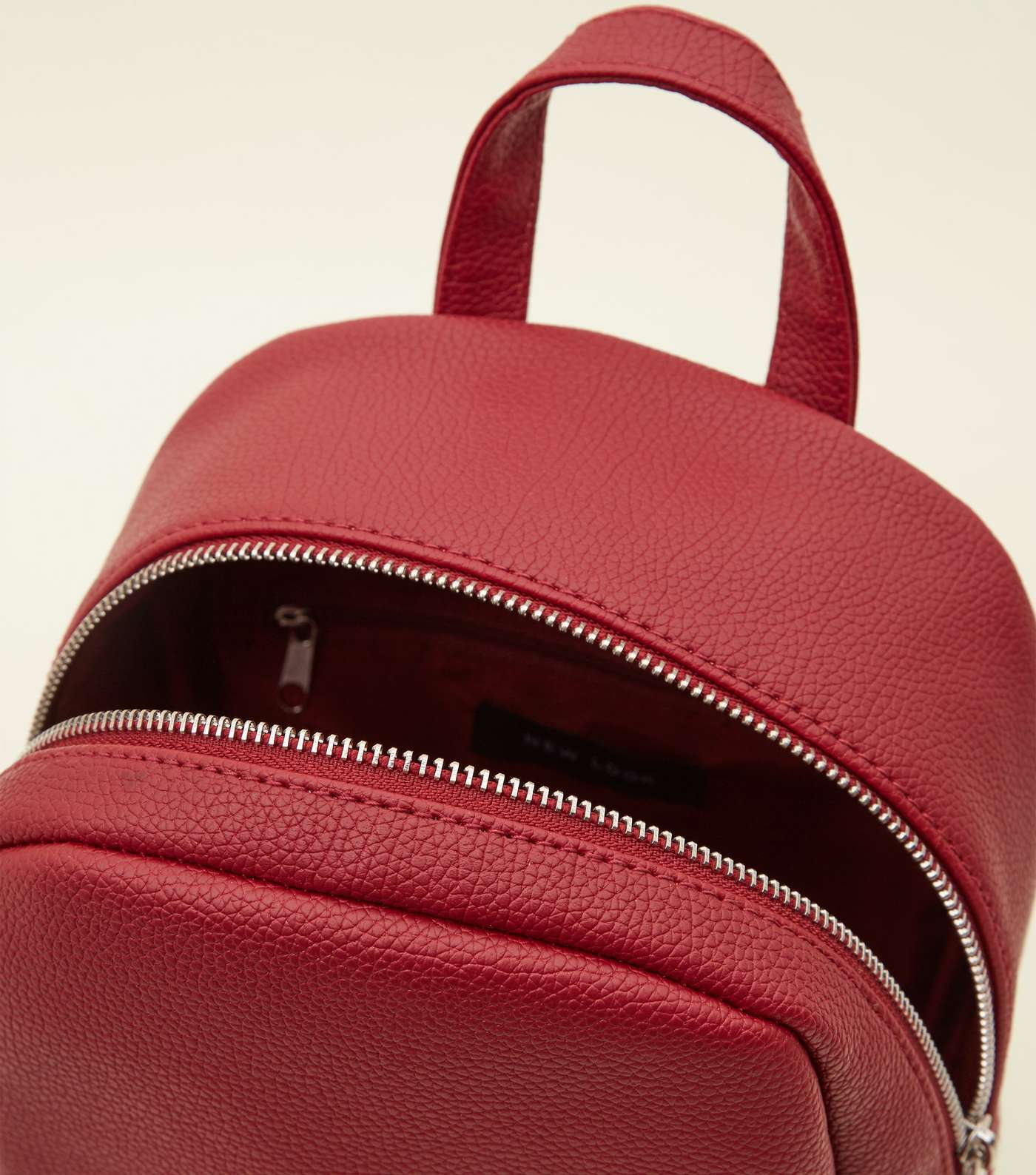 Dark Red Zip Top Curved Mini Backpack Image 5