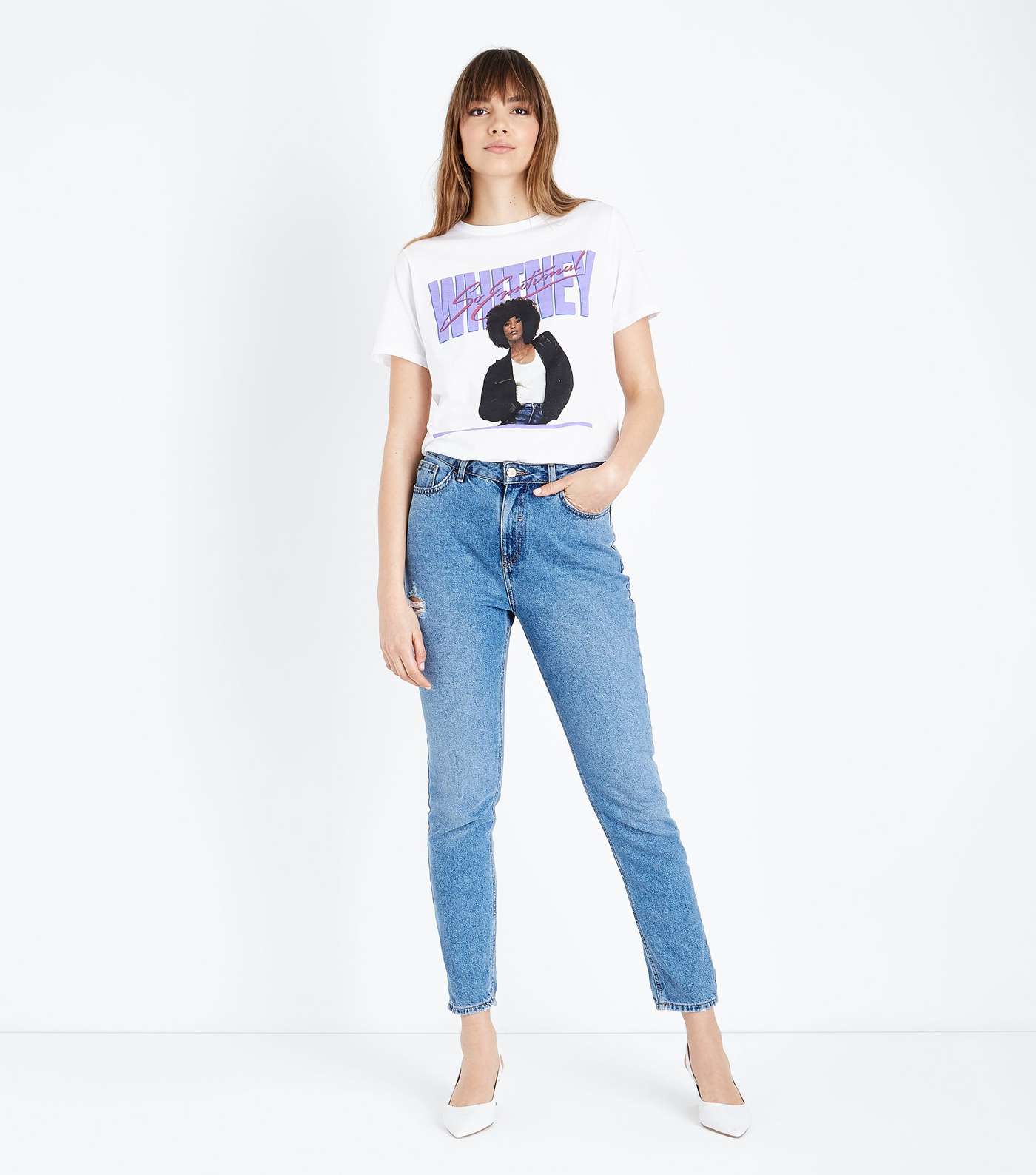 White 80's Whitney Houston T-Shirt Image 2