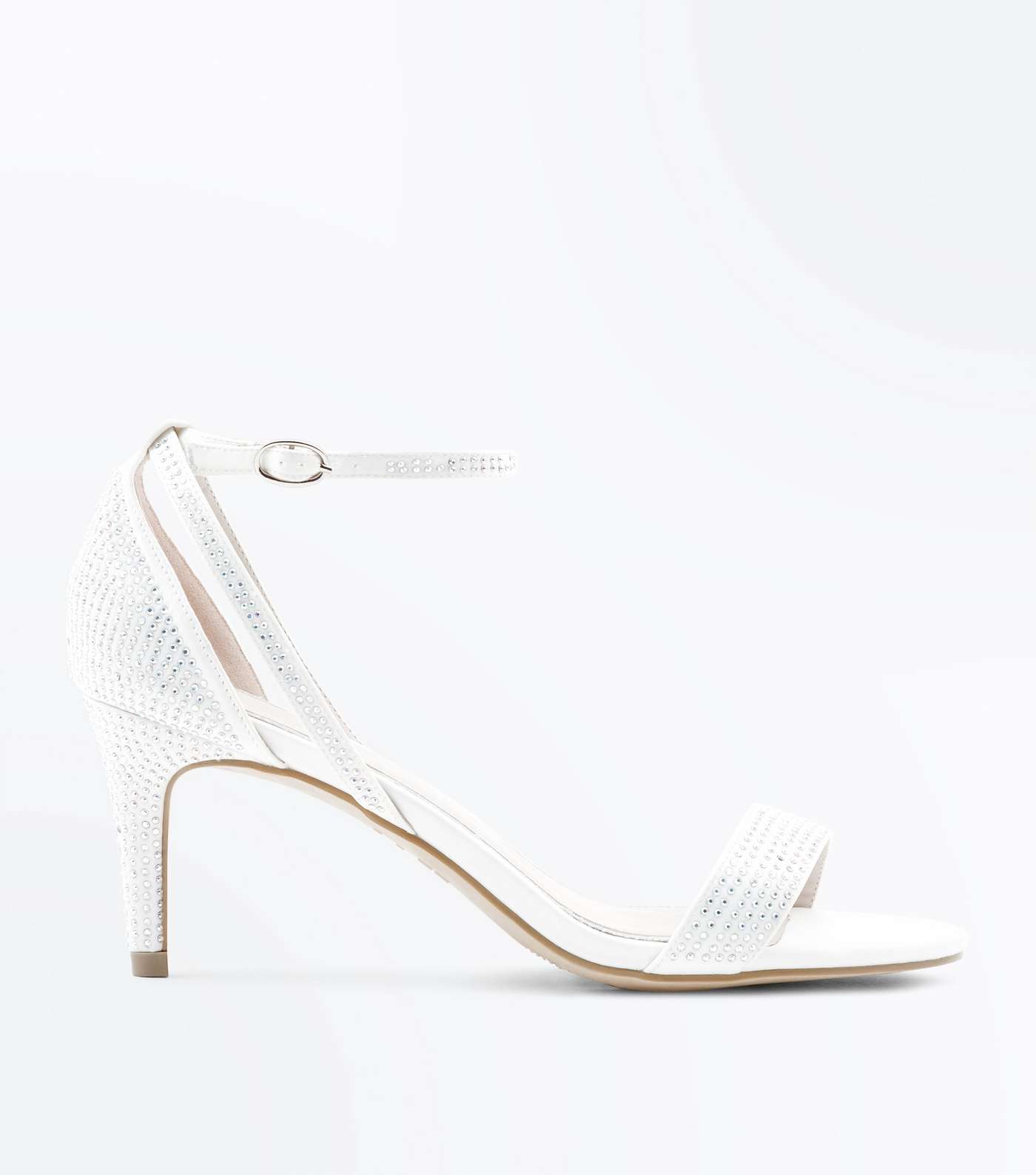 Off White Satin Diamanté Wedding Sandals