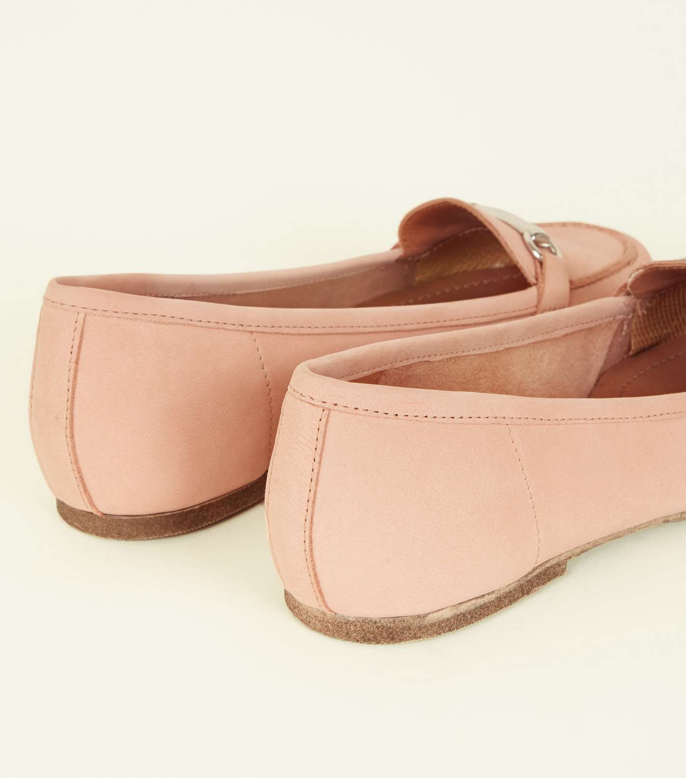 Pink Leather Metal Bar Front Loafers  Image 4
