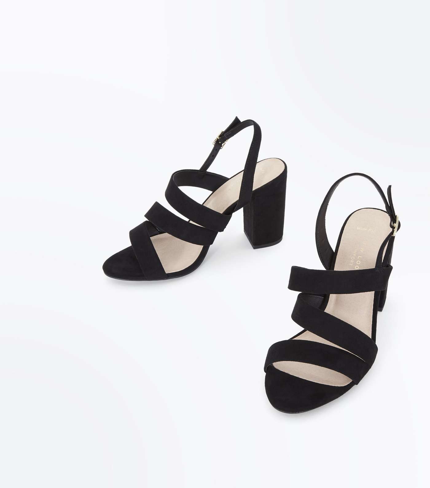Wide Fit Black Comfort Flex Asymmetric Strap Sandals Image 4