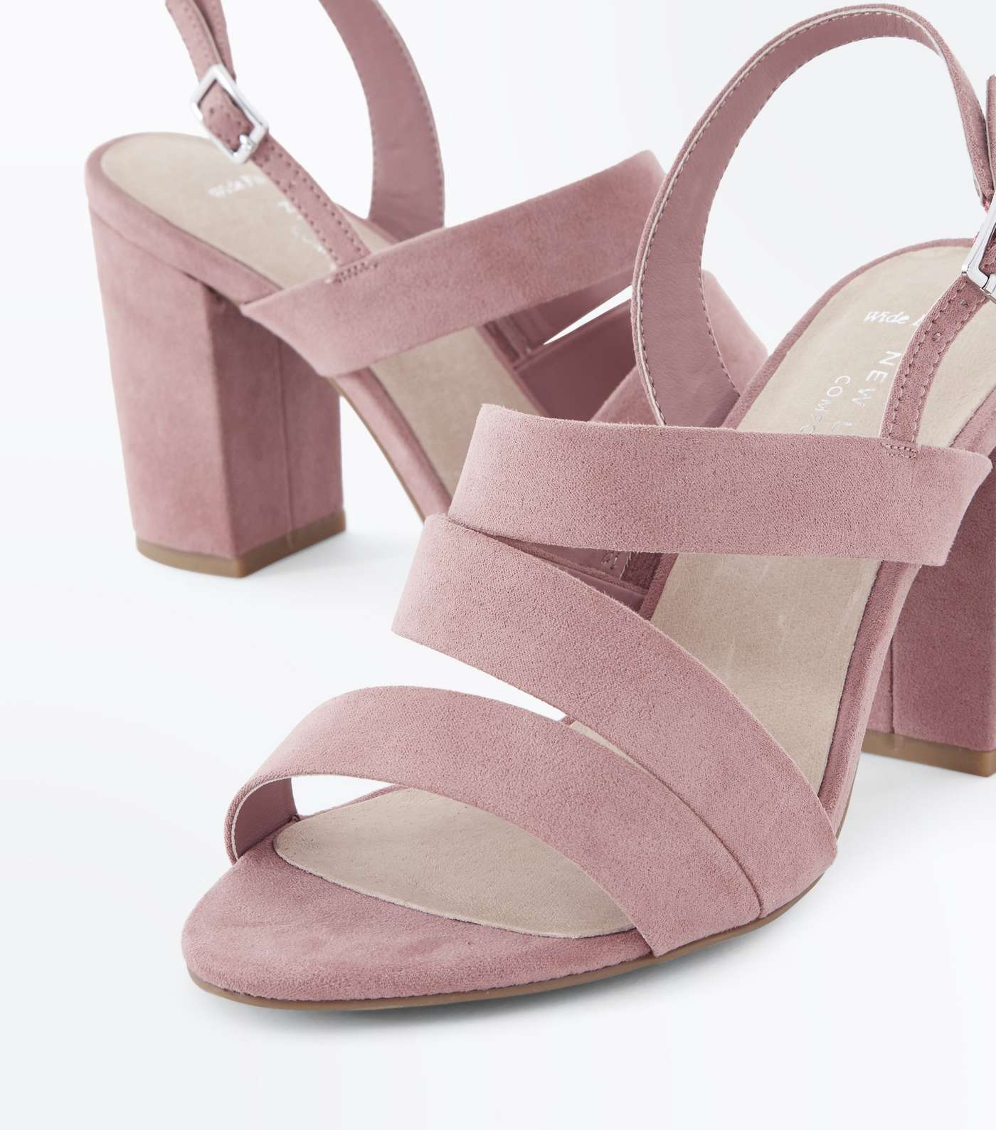 Wide Fit Pink Comfort Flex Asymmetric Strap Sandals Image 3