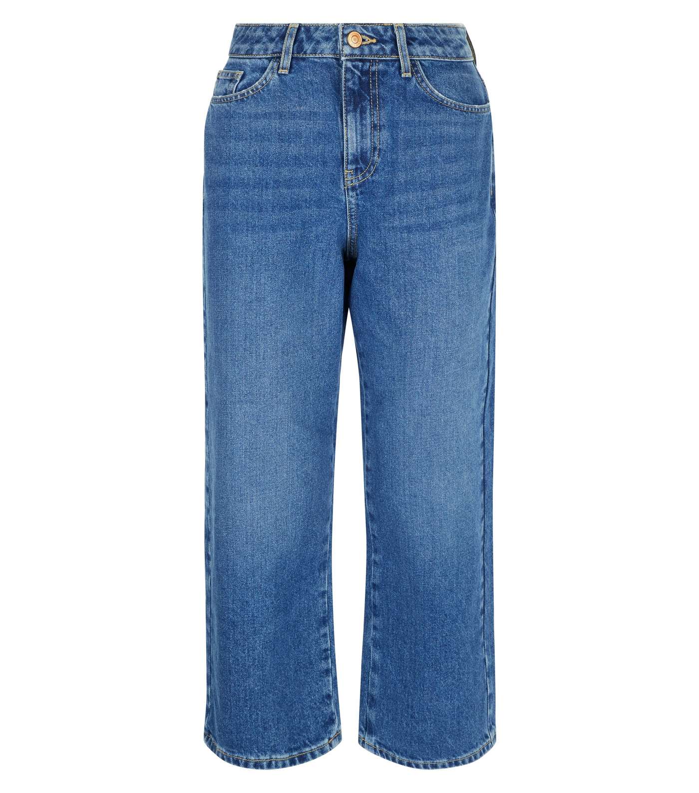 Blue Cropped Wide Leg Jeans Image 4