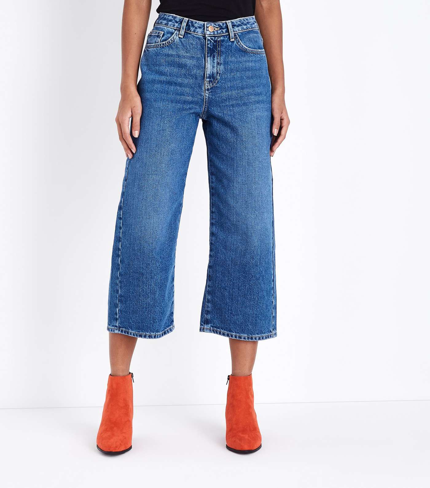 Blue Cropped Wide Leg Jeans Image 2