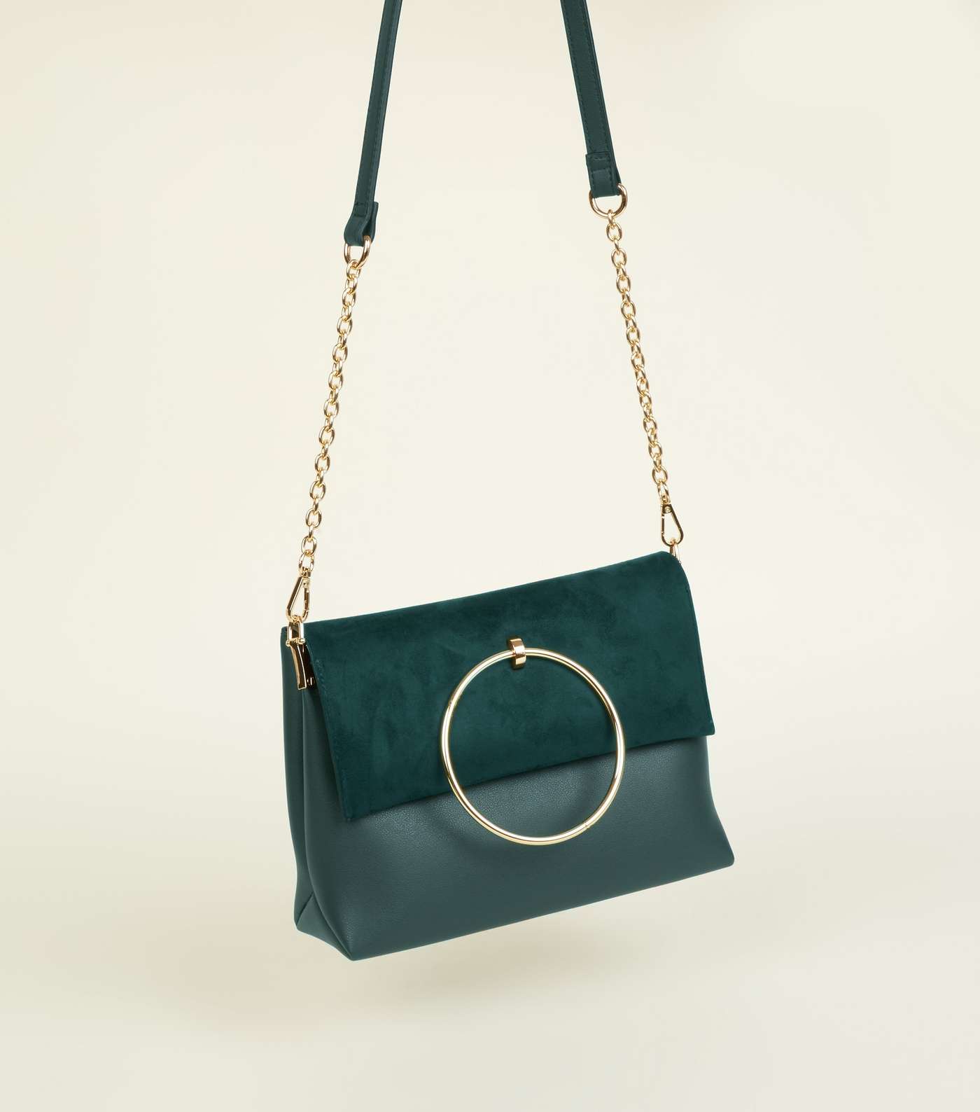 Green Leather-Look Ring Handle Shoulder Bag Image 3