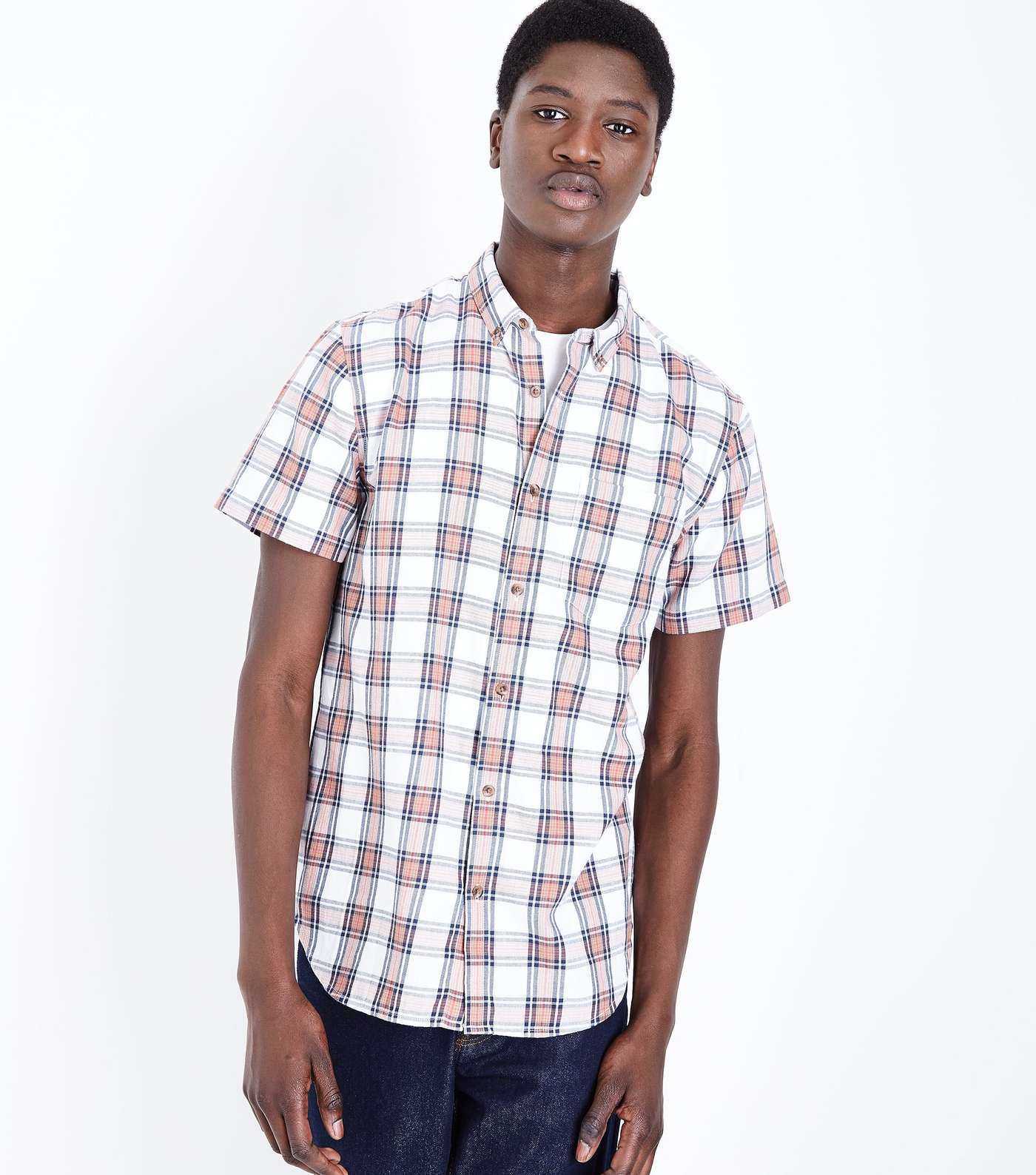 White and Red Bold Check Shirt
