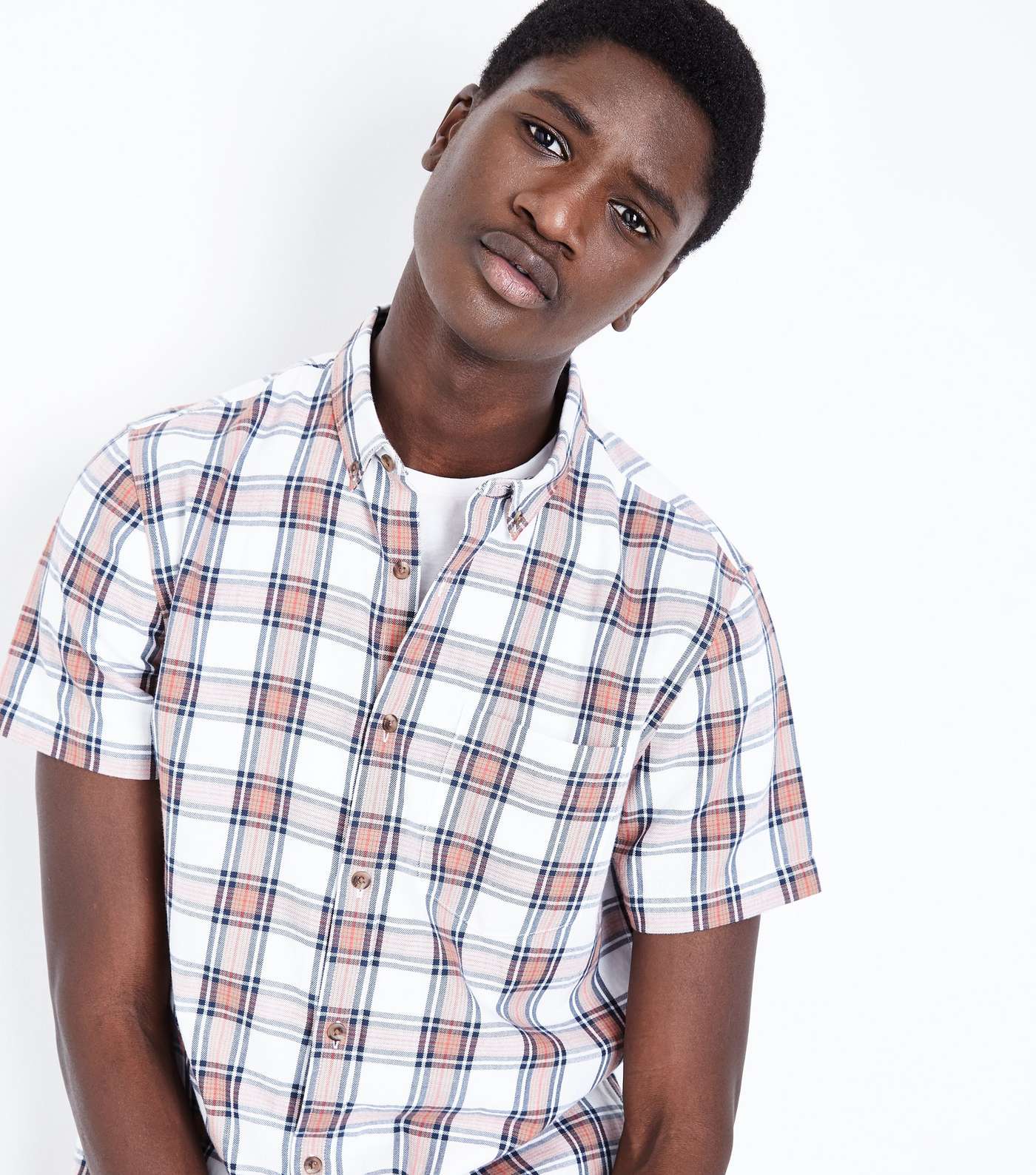 White and Red Bold Check Shirt Image 5