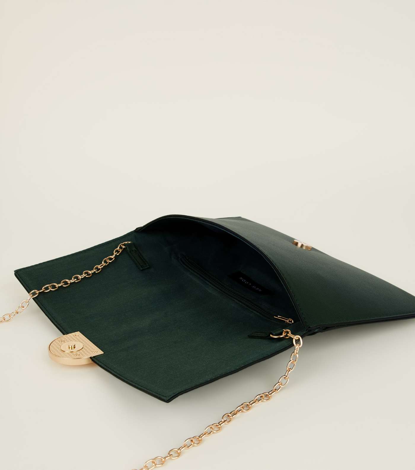 Green Suedette Panel Clutch Bag  Image 5