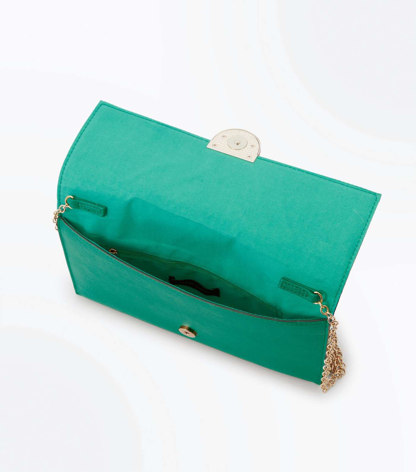 Dark Green Suedette Panel Clutch Bag Image 6